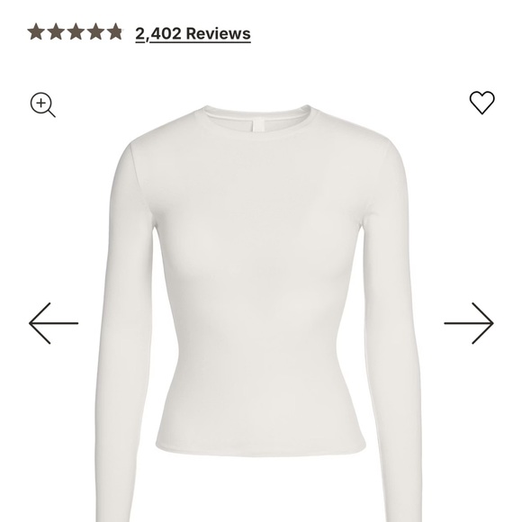 Skims COTTON JERSEY LONG SLEEVE T-SHIRT | BONE - BONE / M x 1 - Picture 5 of 12